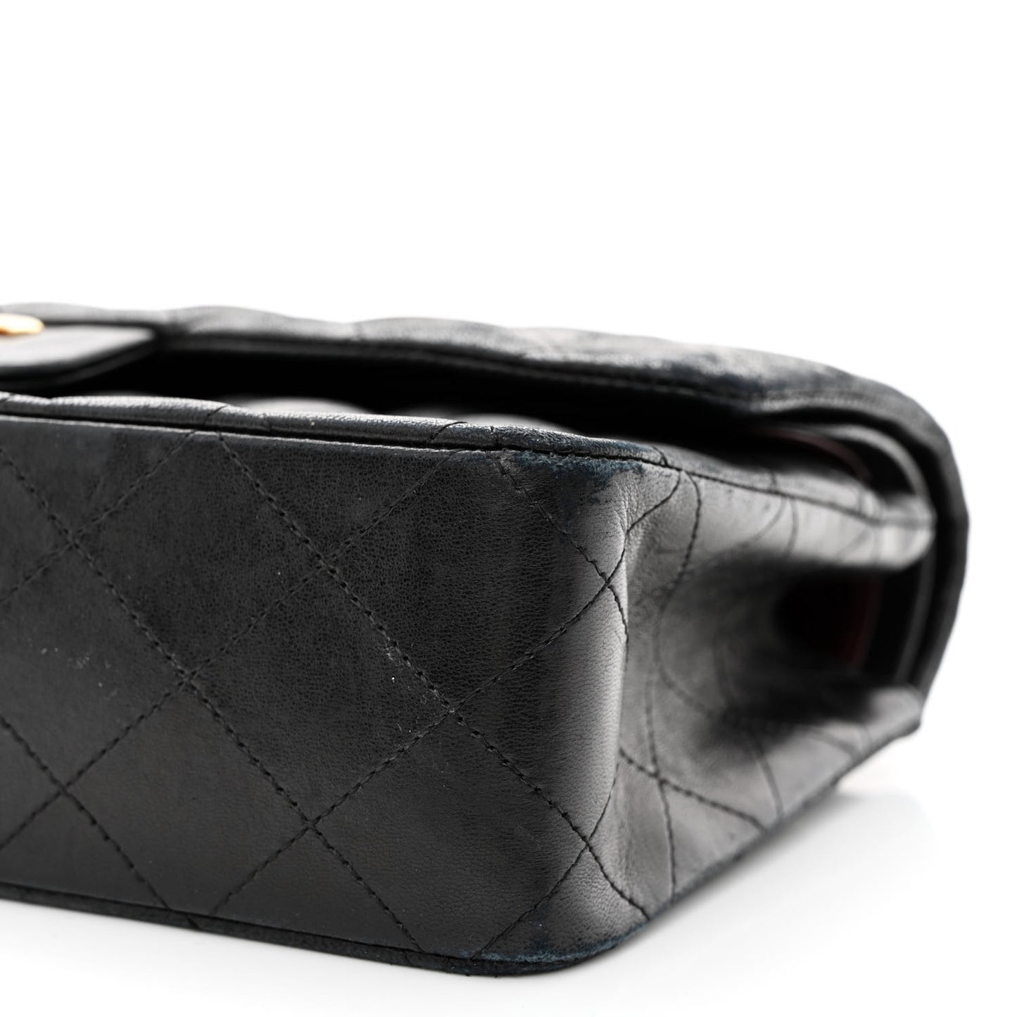 Lambskin Quilted Medium Double Flap Black