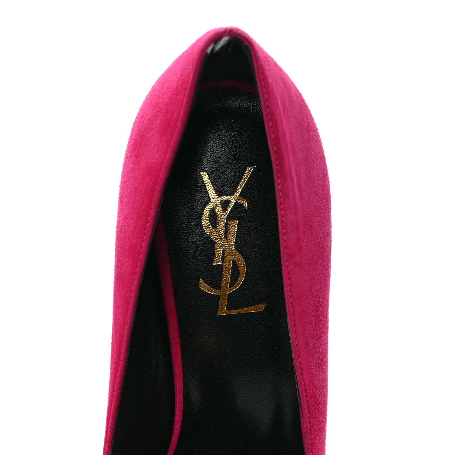 Saint Laurent Suede Vitello Vernice Tribtoo 105 Platform Pumps 37 Fuchsia 7 of 9