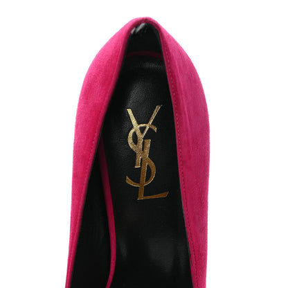 Saint Laurent Suede Vitello Vernice Tribtoo 105 Platform Pumps 37 Fuchsia 7 of 9