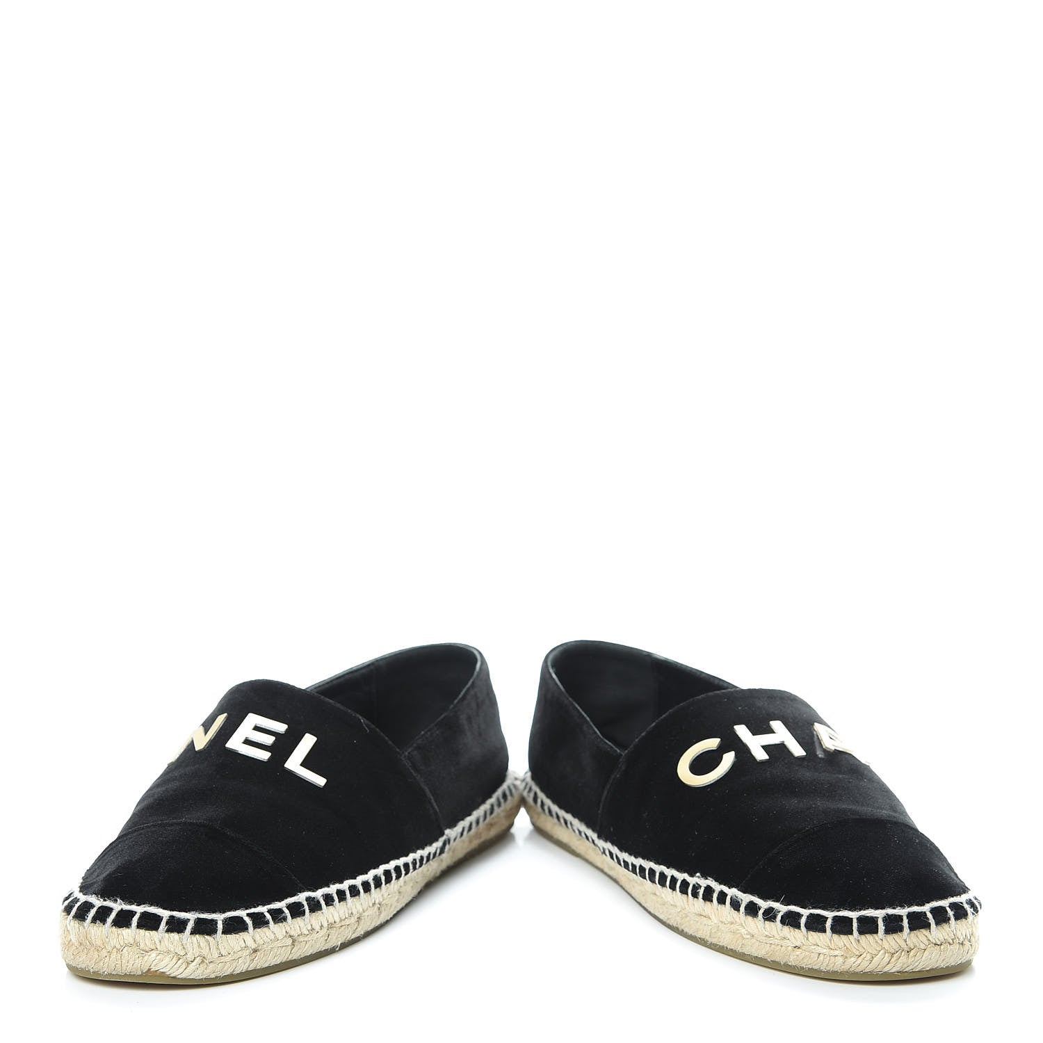 Chanel Velvet Logo Espadrilles 38 Black 6 of 12