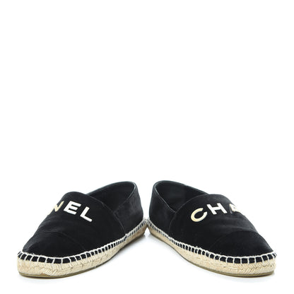 Chanel Velvet Logo Espadrilles 38 Black 6 of 12