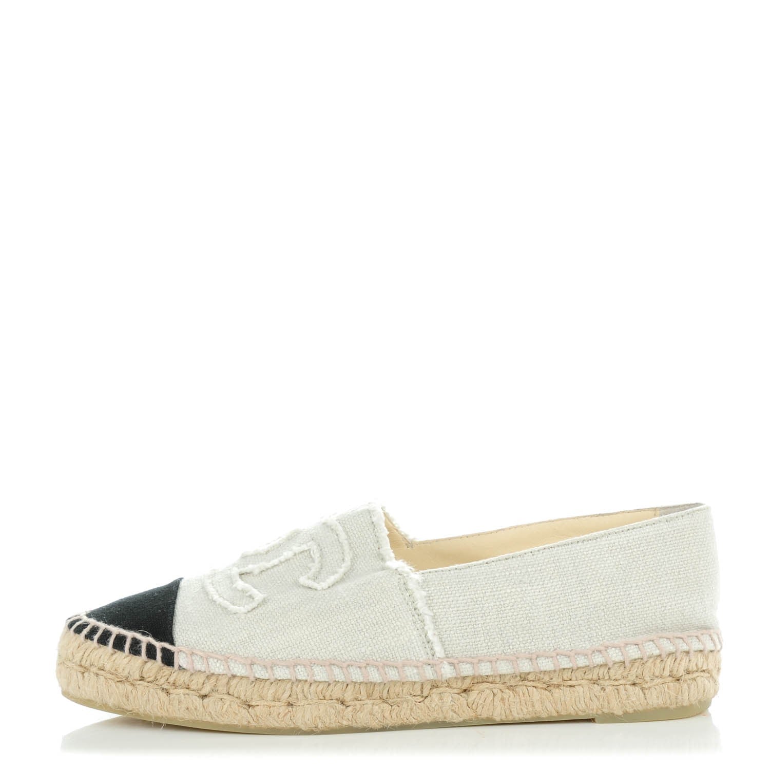 Chanel Linen CC Espadrilles 38 Beige Black 1 of 9