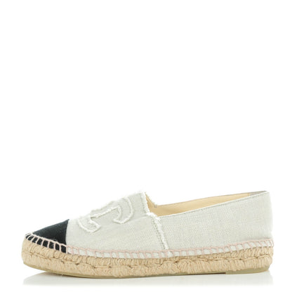 Chanel Linen CC Espadrilles 38 Beige Black 1 of 9