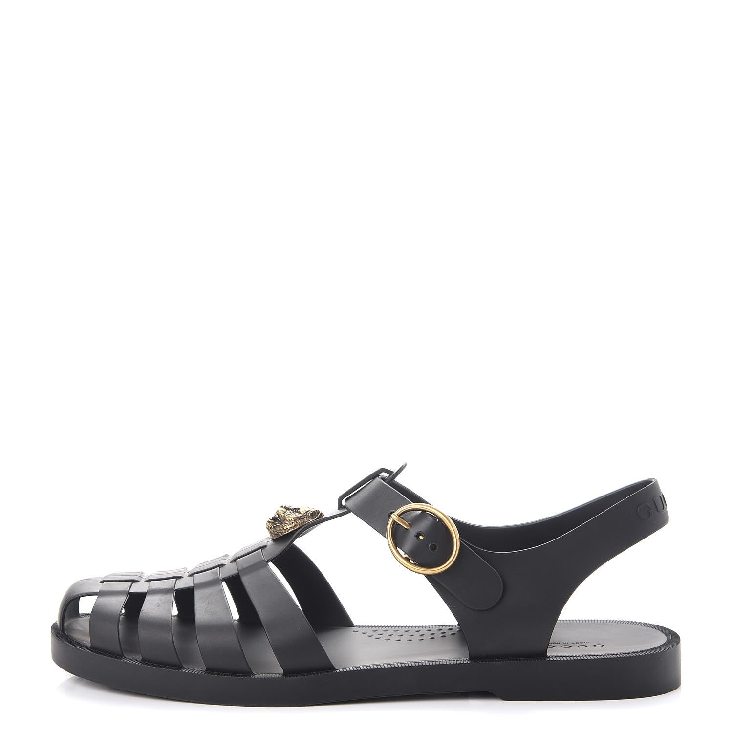 Gucci Rubber Mens Buckle Strap Sandals 8 Black 1 of 11