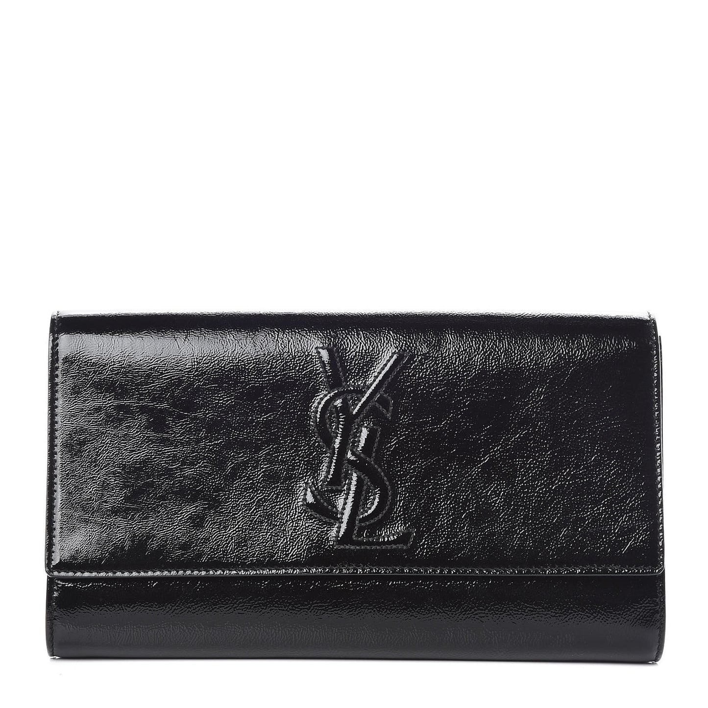 Textured Patent Monogram Large Belle De Jour Clutch Black