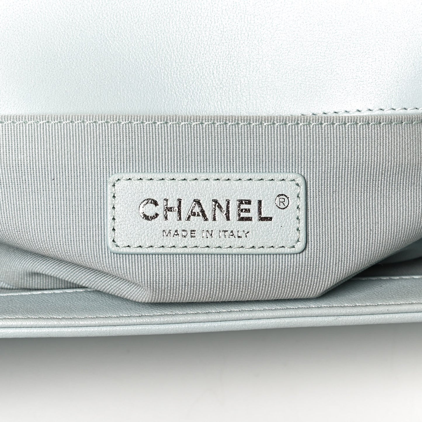 Lambskin Quilted Medium Boy Flap Light Blue