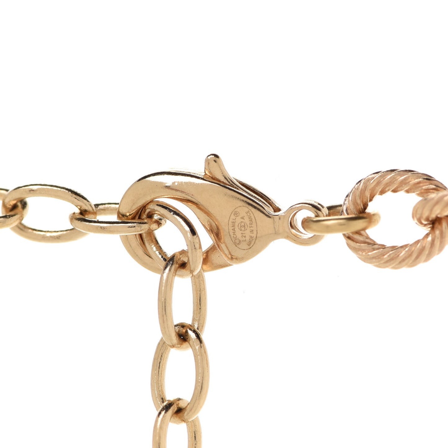 Metal Quilted CC Necklace Gold