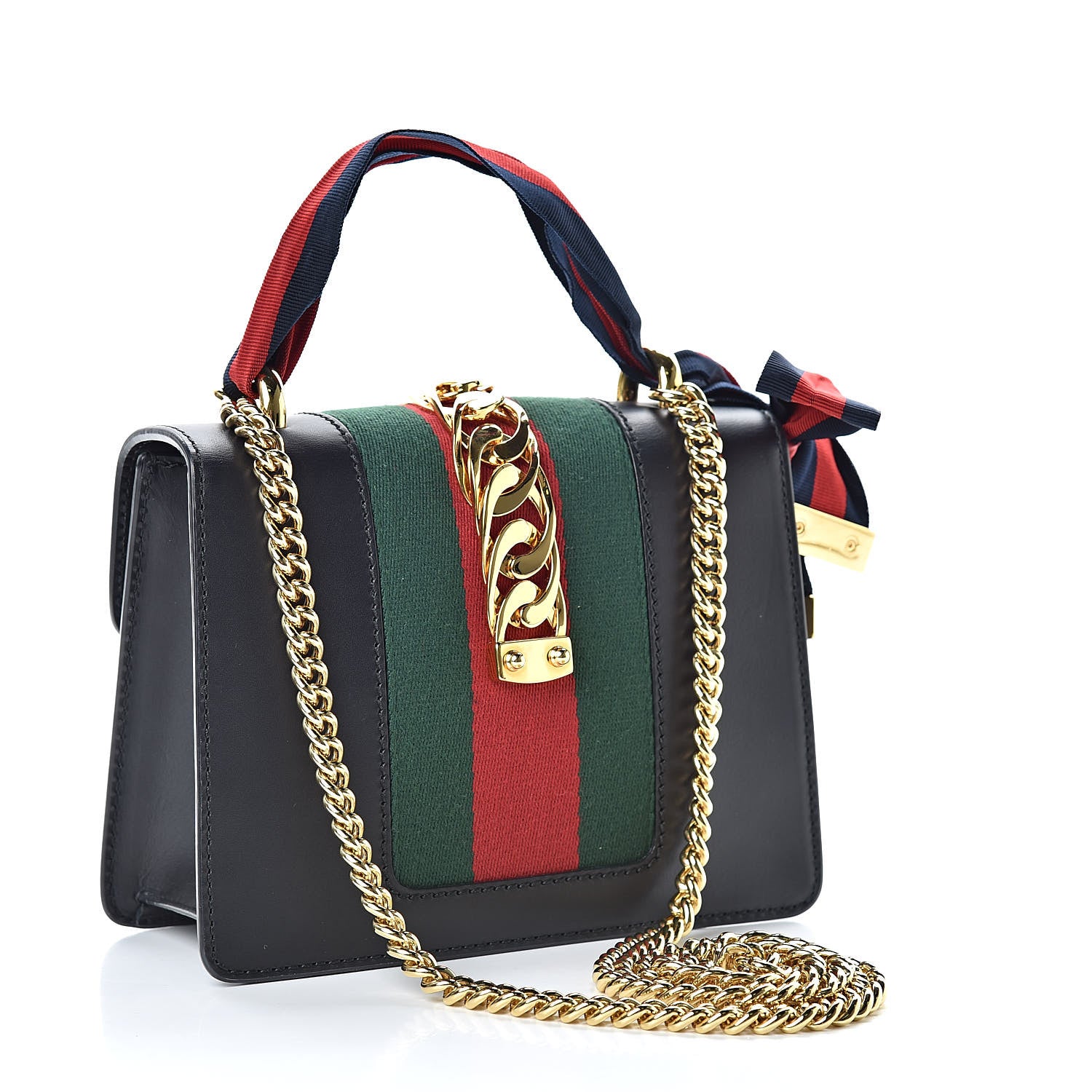 Gucci Calfskin Mini Sylvie Chain Shoulder Bag Black 3 of 18
