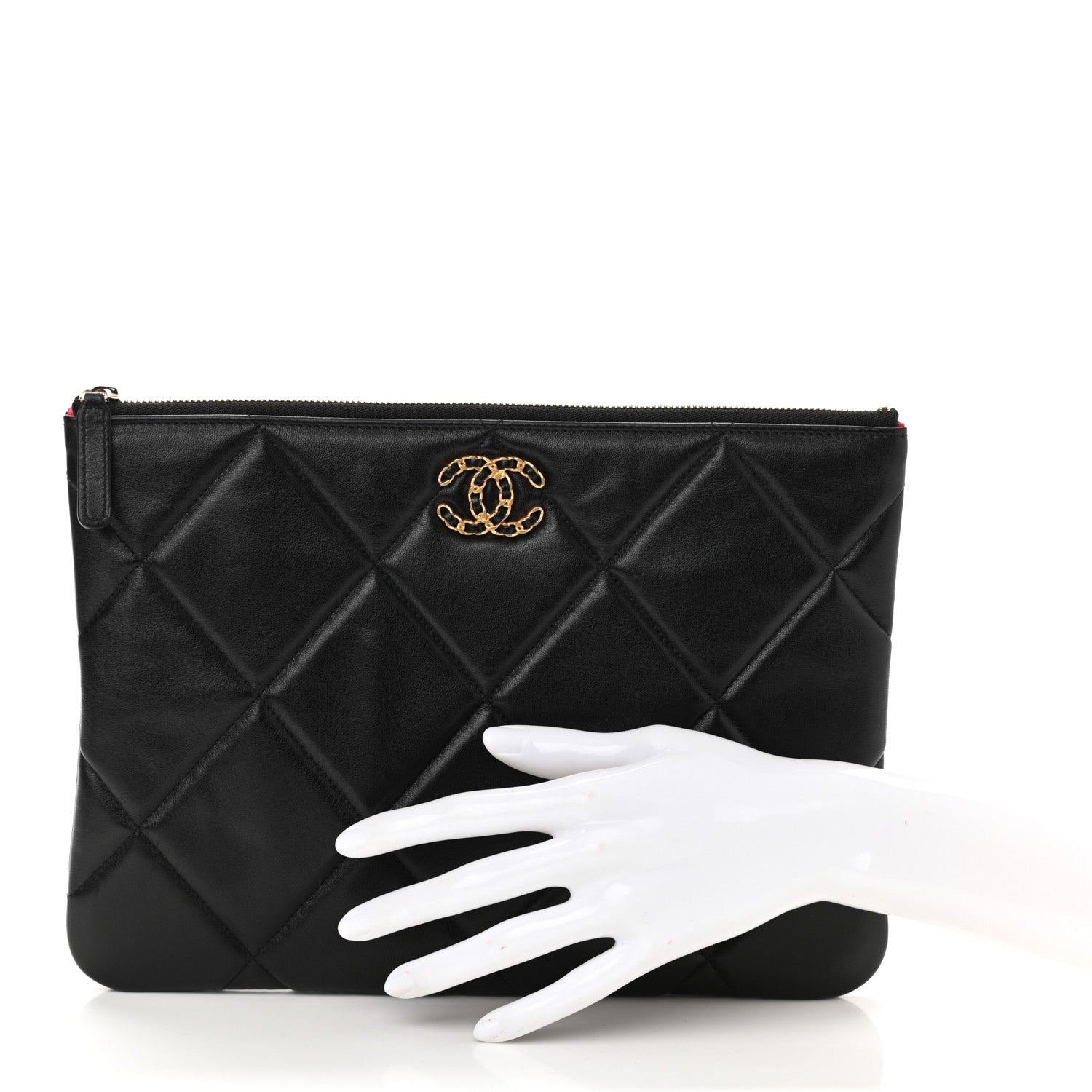 Chanel Goatskin Quilted Large Chanel 19 Pouch Black 2 of 11