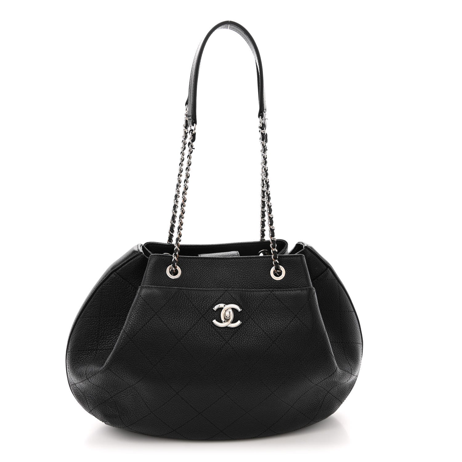 Chanel Grained Calfskin Stitched Accordion Shoulder Bag Black 1 of 12