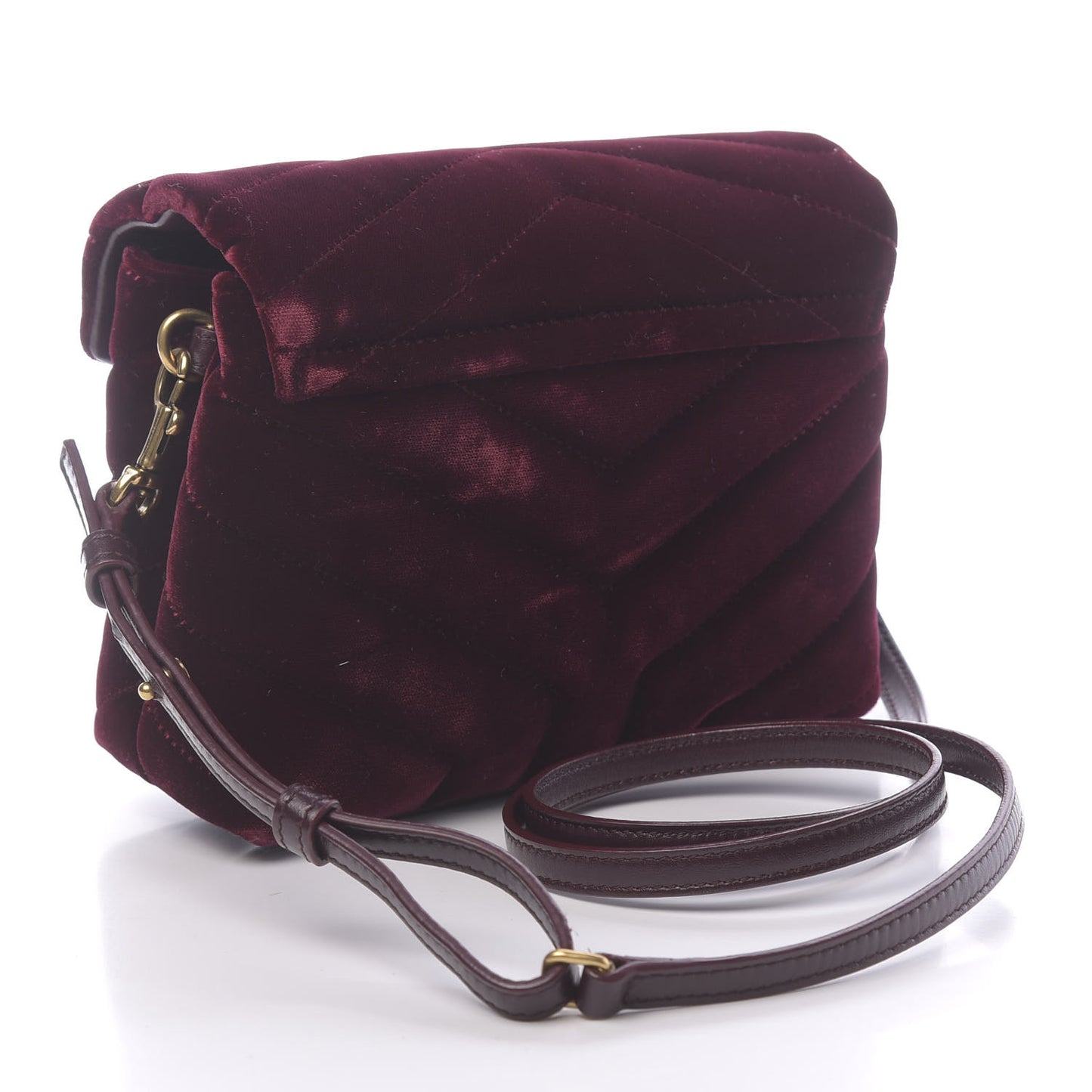 Velvet Y Quilted Monogram Toy Loulou Crossbody Bag French Burgundy