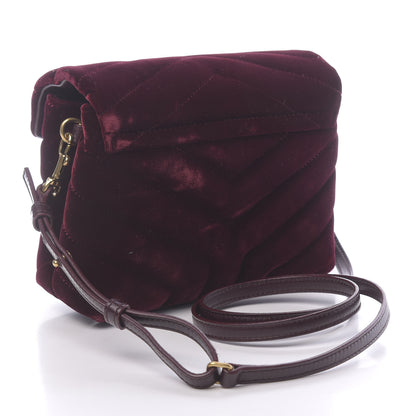 Saint Laurent Velvet Y Quilted Monogram Toy Loulou Crossbody Bag French Burgundy 3 of 10