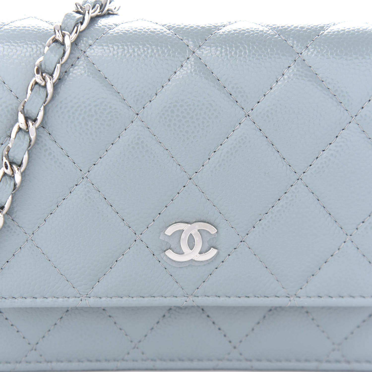Chanel Caviar Quilted Mini Wallet On Chain WOC Blue 10 of 11