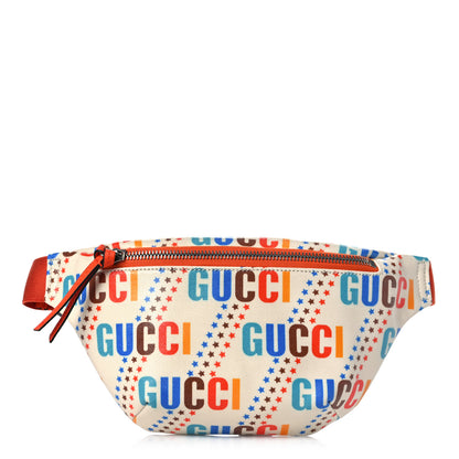 Gucci Coated Canvas Logo Star Print Childrens Belt Bag Beige Multicolor Vibrant Orange 1 of 9