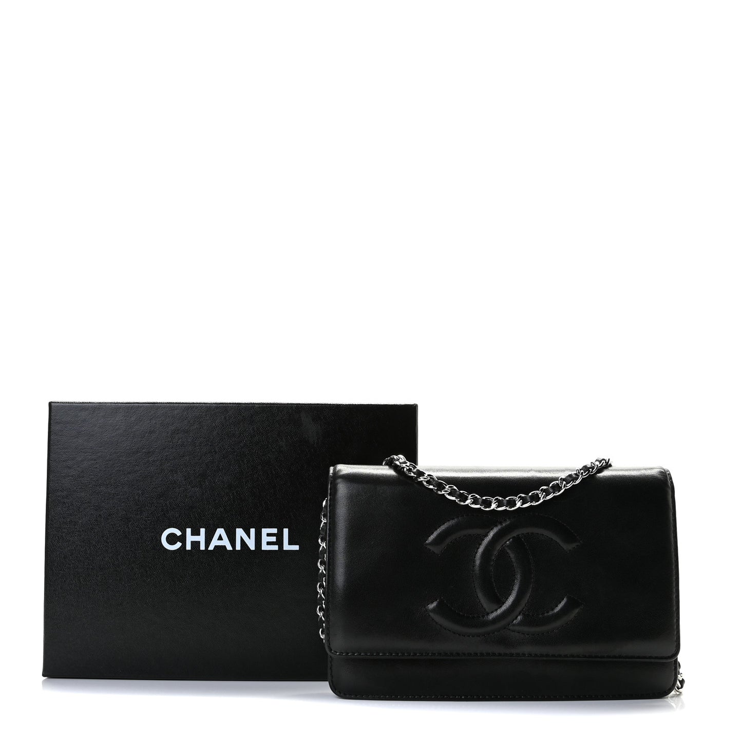 Lambskin Timeless CC Wallet On Chain WOC Black