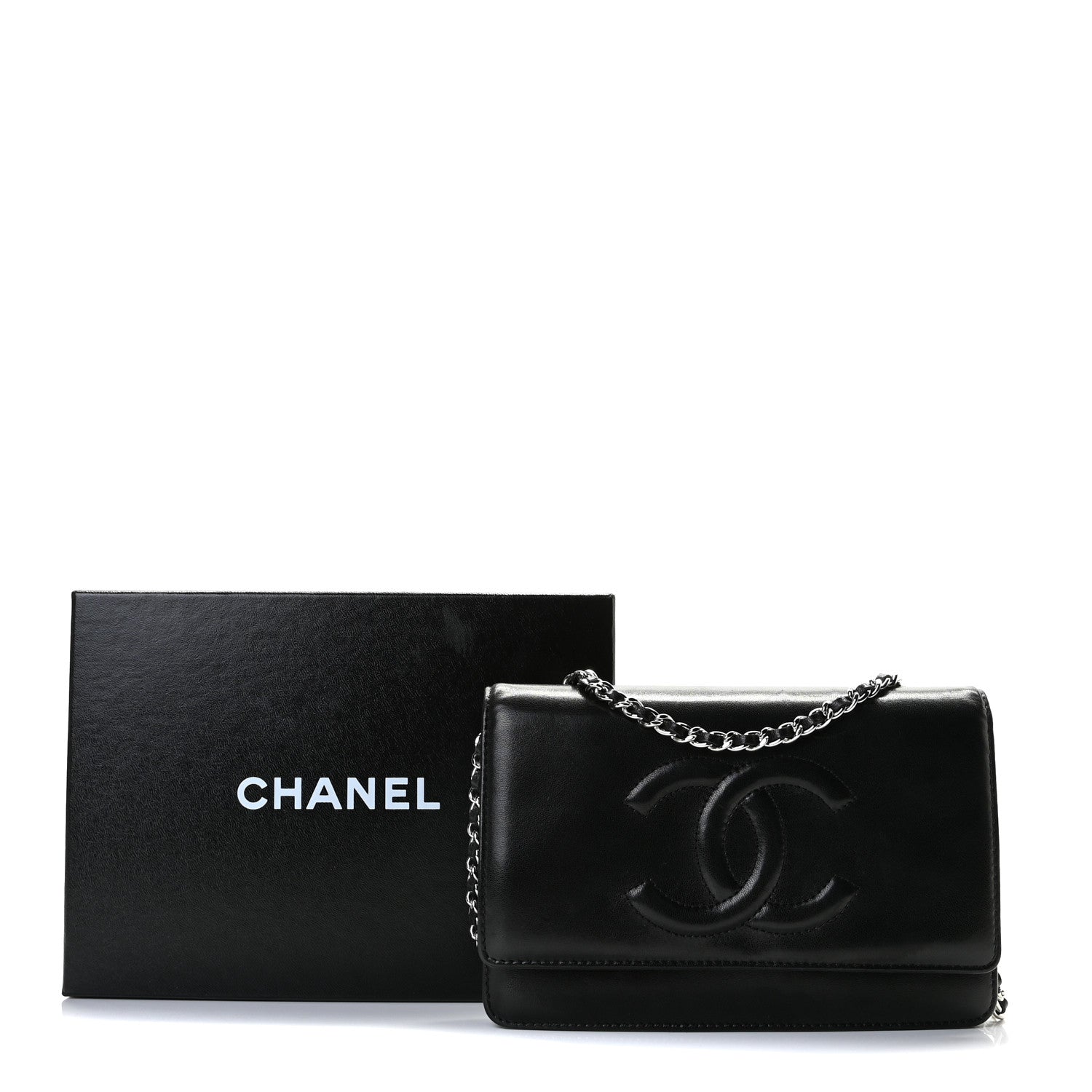 Chanel Lambskin Timeless CC Wallet On Chain WOC Black 11 of 11