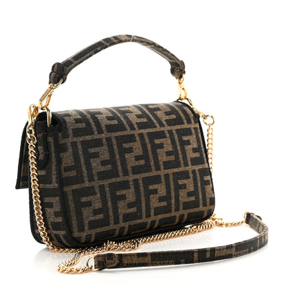 Fendi Fabric Jacquard FF 1974 Mini Baguette Tobacco Moro Black 3 of 11