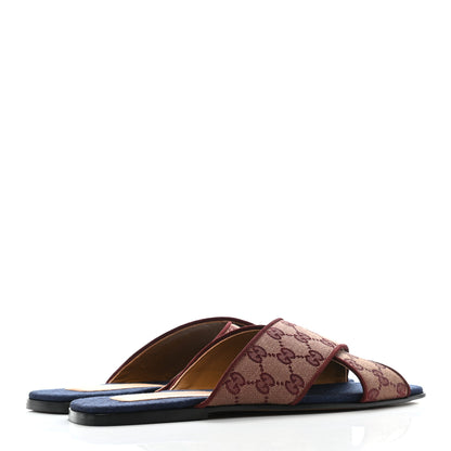 Gucci Canvas GG Monogram Mens Criss Cross Slide Sandals 8 Sahara Rubino Chardonnay 4 of 8
