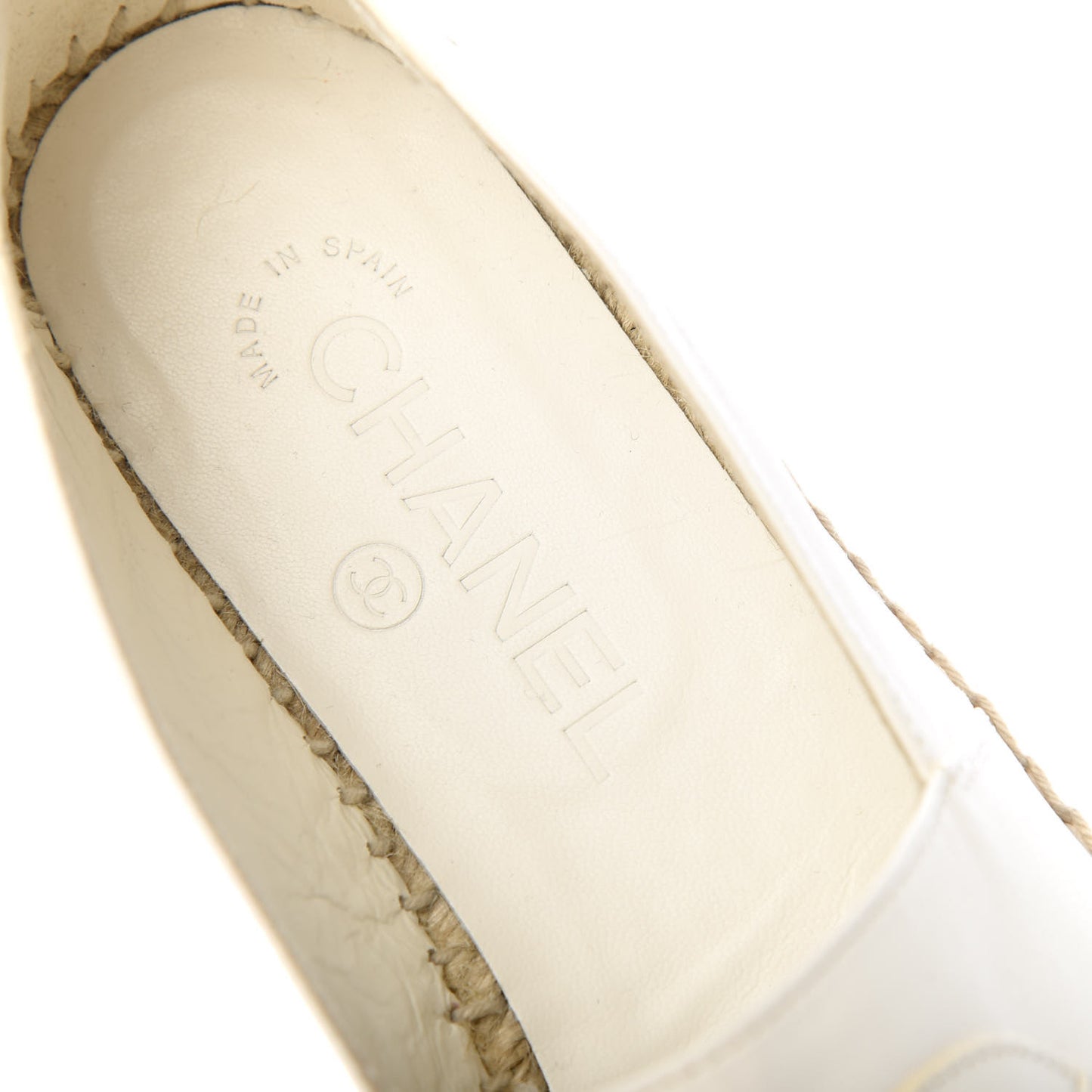 Lambskin CC Espadrilles 38 White Black