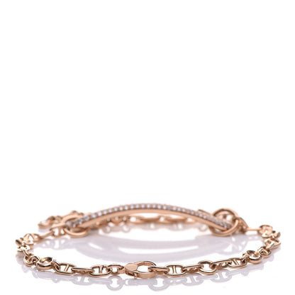 Hermes 18K Rose Gold Pave Diamond MM Chaine d'Ancre Punk Bracelet SH 3 of 5