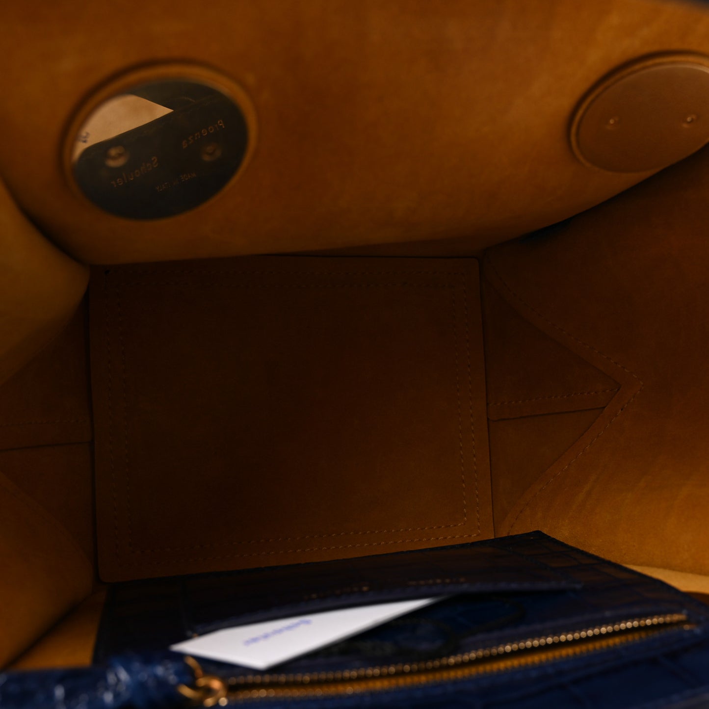 Calfskin Crocodile Embossed Small Pipe Bag Blue
