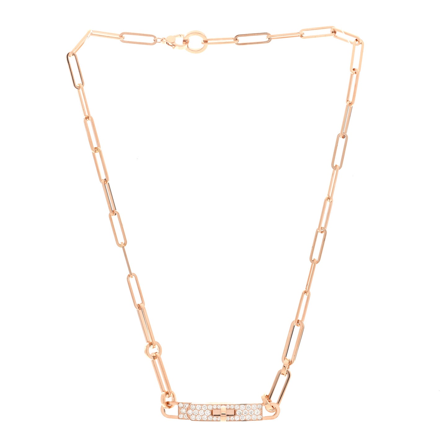 18K Rose Gold Diamond Pave Kelly Chaine Choker Necklace