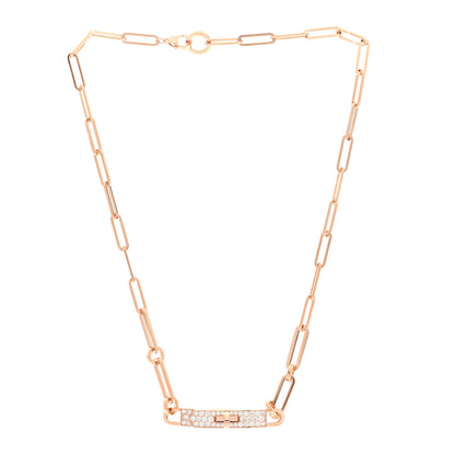 Hermes 18K Rose Gold Diamond Pave Kelly Chaine Choker Necklace 3 of 6