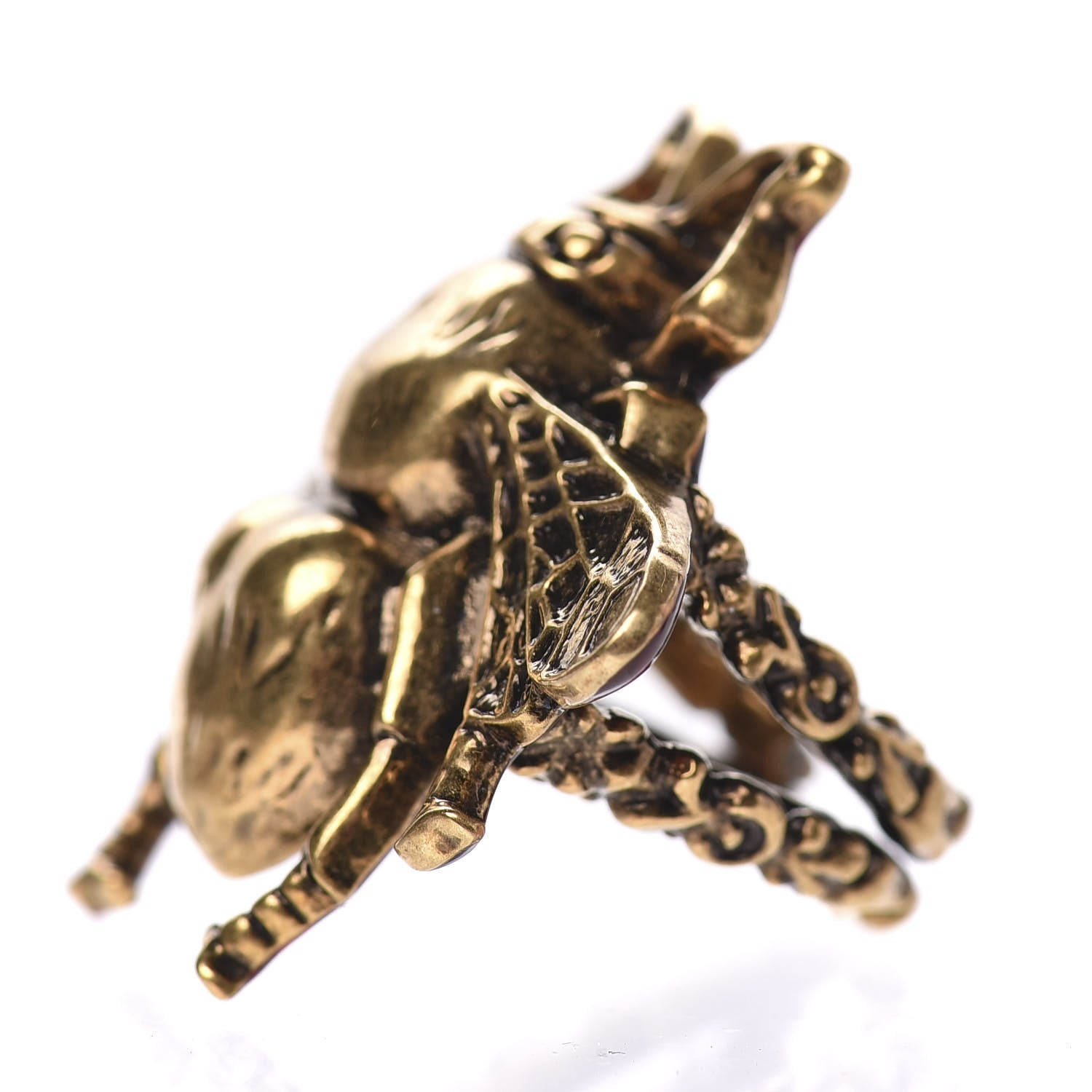 Gucci Metal Enamel Bee Ring 5.25 Aged Gold 3 of 5