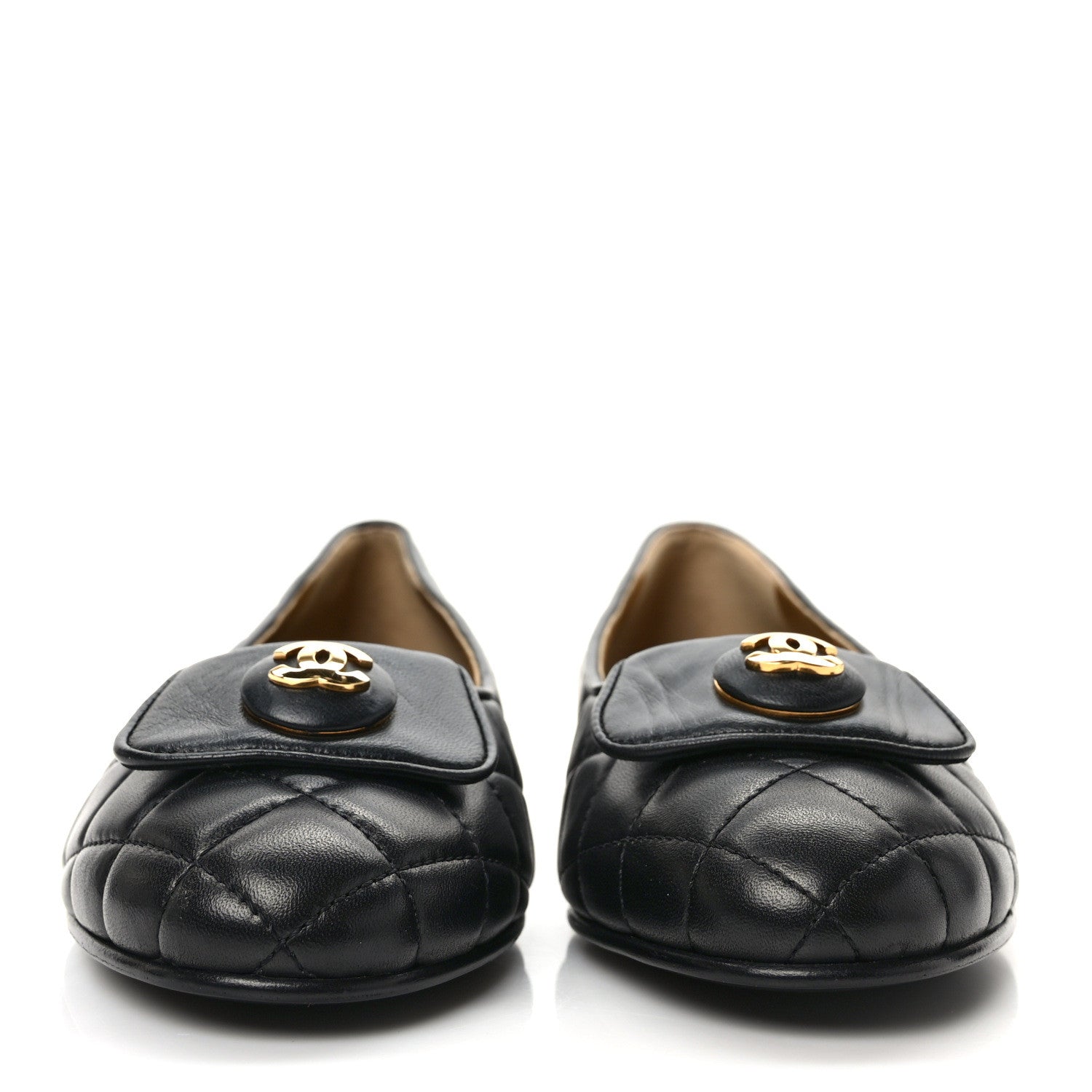 Chanel Lambskin Quilted CC Ballerina Flats 38 Black 2 of 8