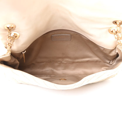 Chanel Calfskin Surpique Chevron Large Flap Beige 4 of 22