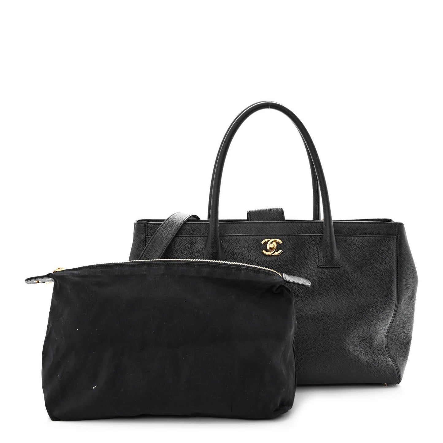 Calfskin Cerf Executive Shopper Tote Black