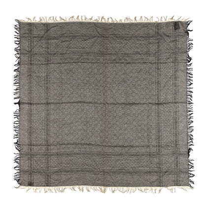 Gucci Wool Silk GG Monogram Diamante Plaid Surviee Shawl Beige Dark Brown 1 of 4