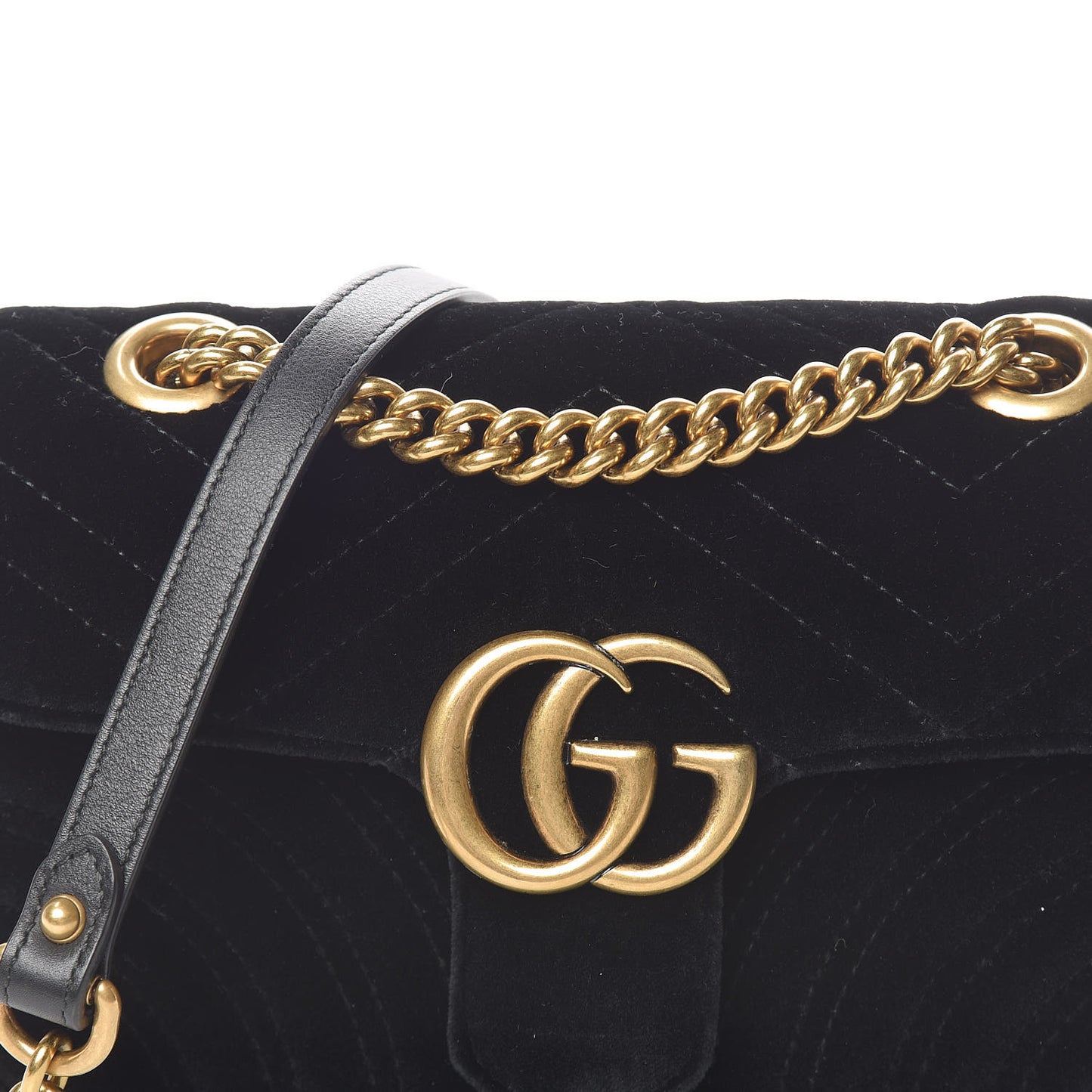 Velvet Matelasse Mini GG Marmont Shoulder Bag Black