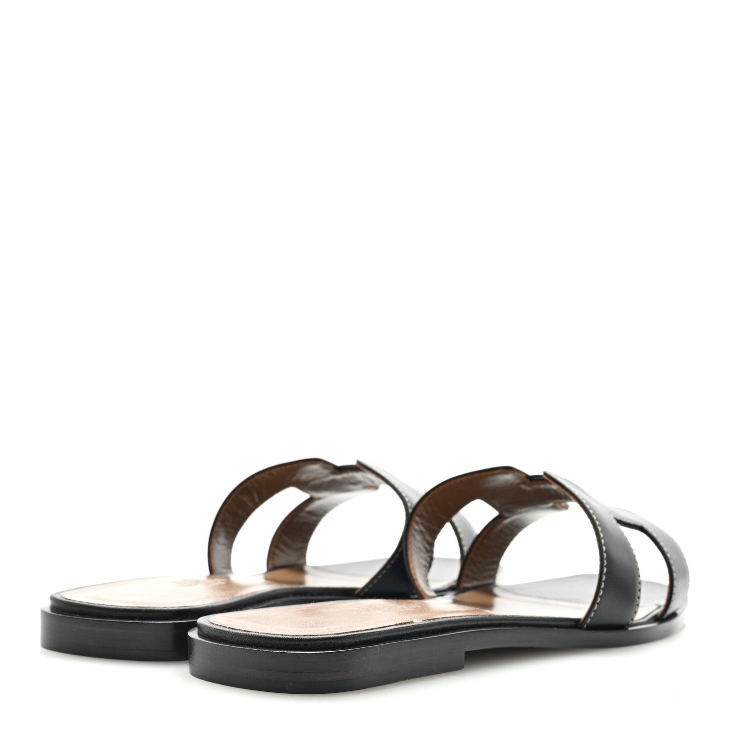Hermes Box Calfskin Oran Sandals 39 Black 4 of 7