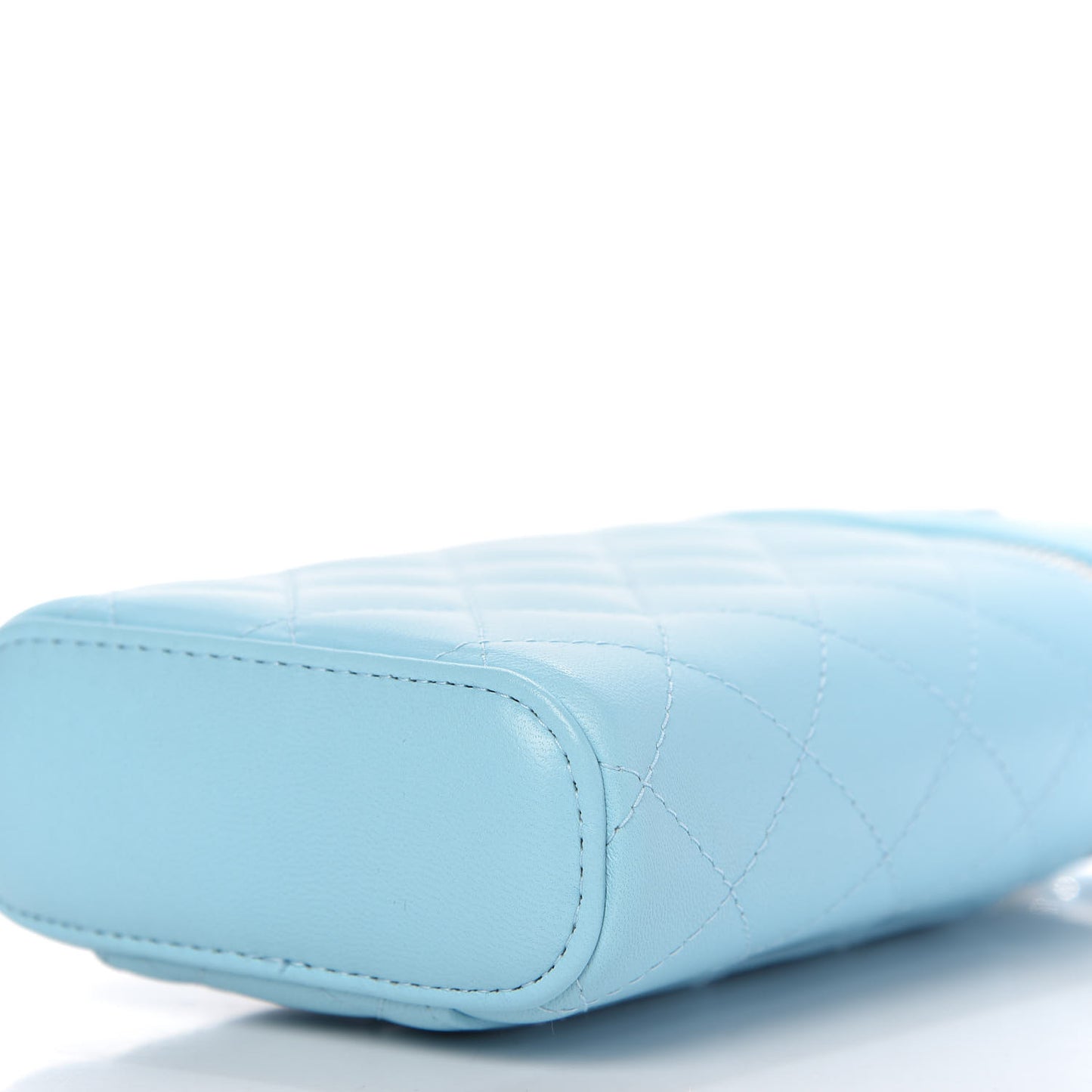 Lambskin Quilted Phone Holder With Chain Neon Blue