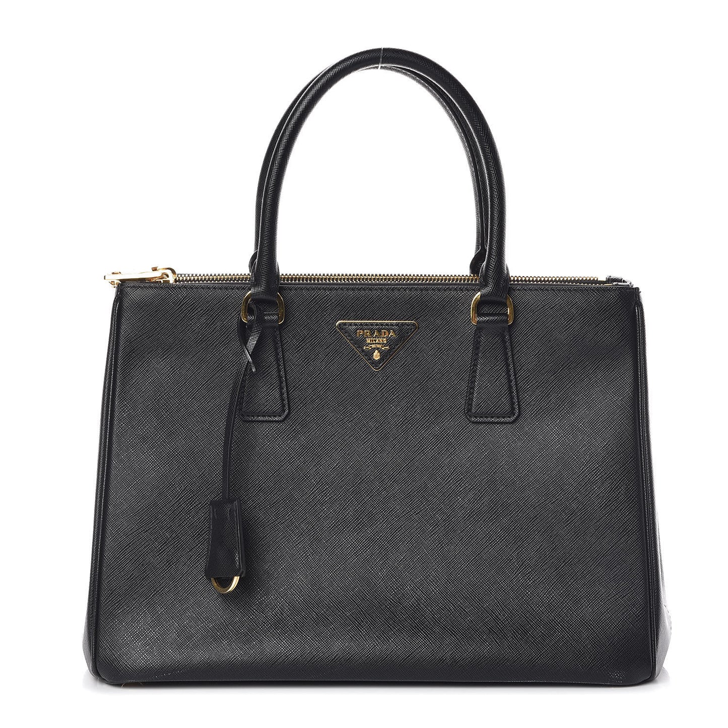Saffiano Medium Galleria Double Zip Tote Black