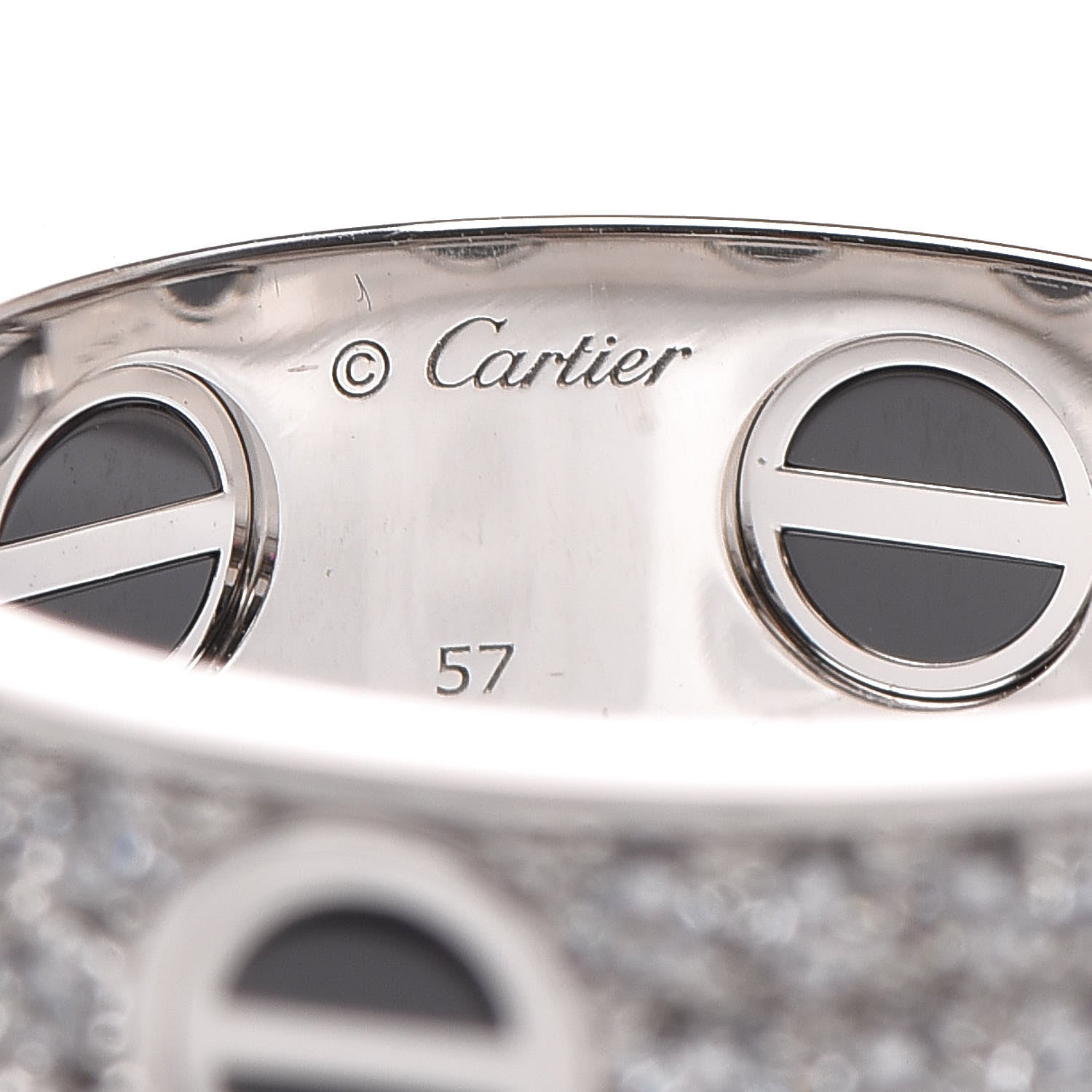 Cartier 18K White Gold Diamond Ceramic LOVE Paved Ring 57 8 4 of 7