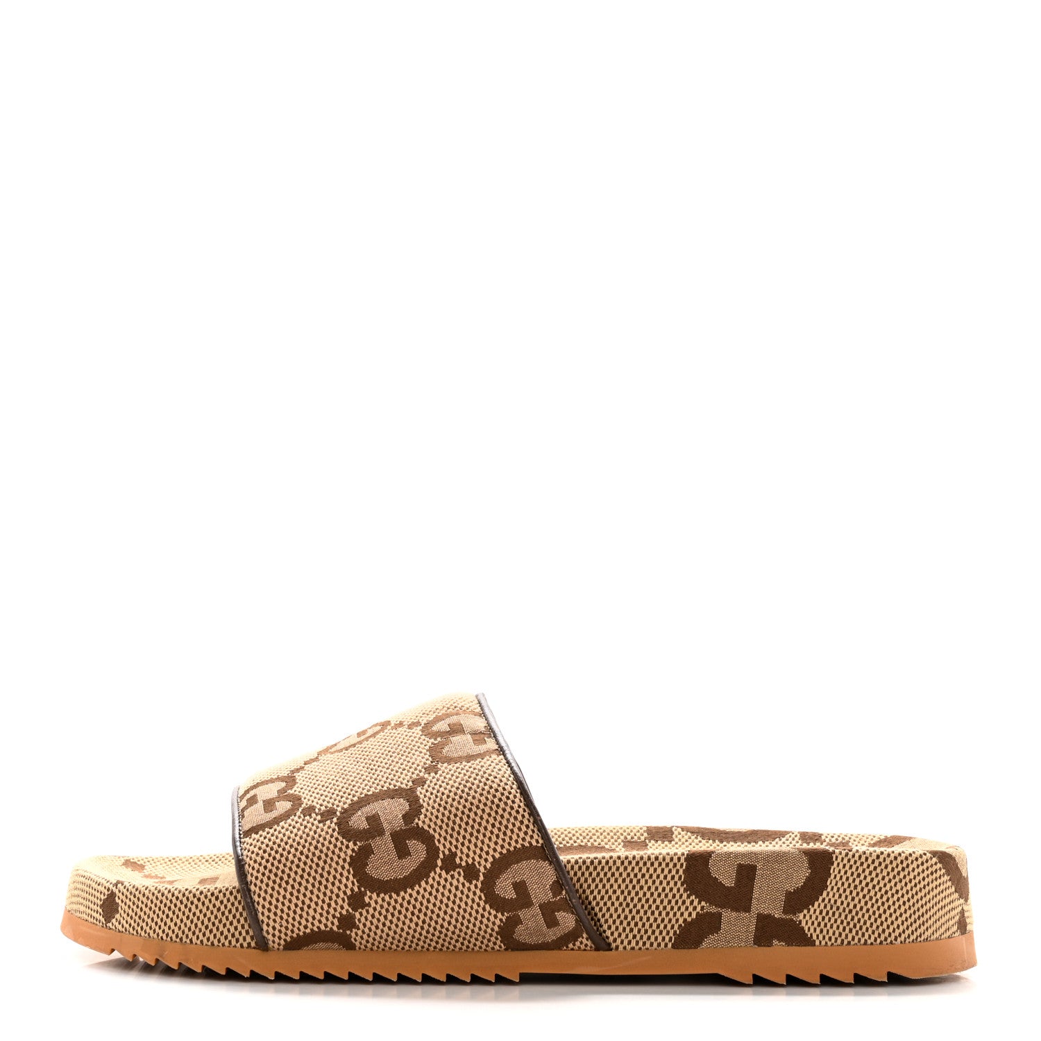 Gucci Monogram Jumbo GG Mens Slide Sandals 8 Camel Ebony 1 of 14