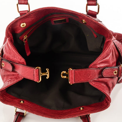 Fendi Distressed Lambskin Grommet Bag De Jour Rosso 5 of 9