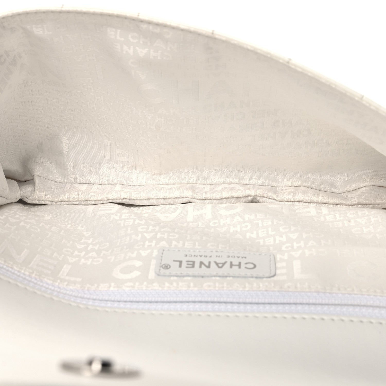 Chanel Patent Quilted Diagonal CC East West Chocolate Bar Flap White 5 of 14