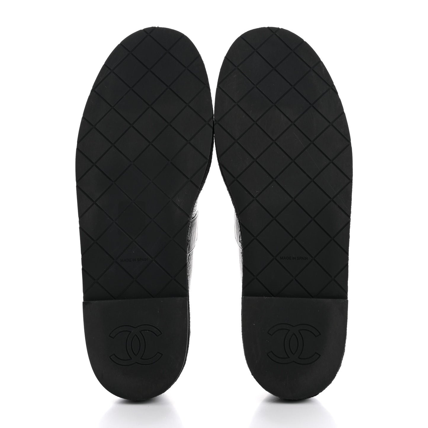 Crumpled Lambskin Cap Toe Chain CC Turnlock Mary Jane Flats 39 Black