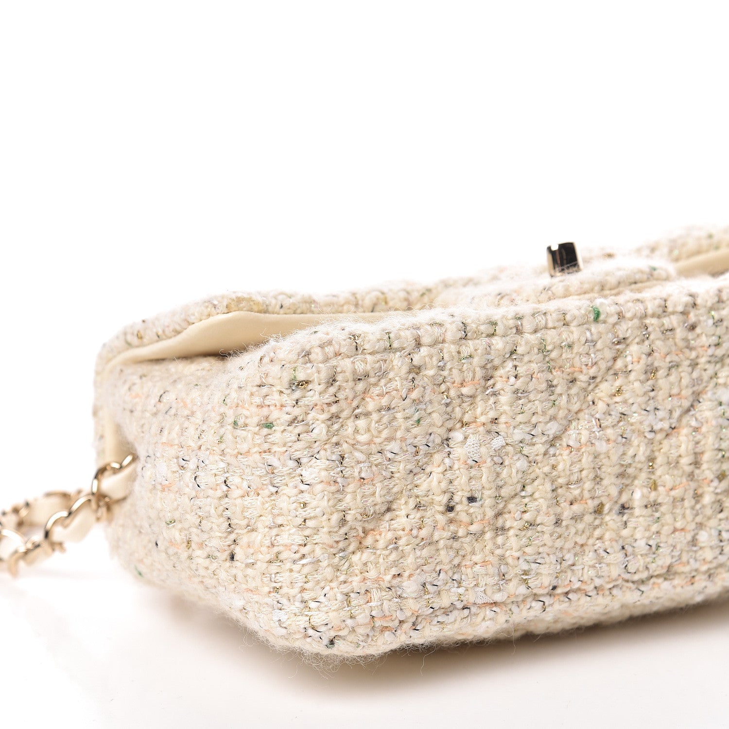 Chanel Tweed Quilted Mini Rectangular Flap Off White 7 of 15