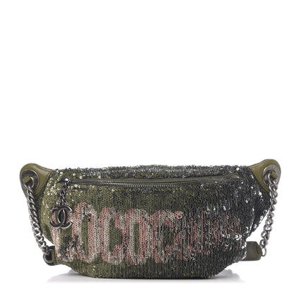 Chanel Sequin Coco Cuba Waist Bag Fanny Pack Khaki 1 of 10