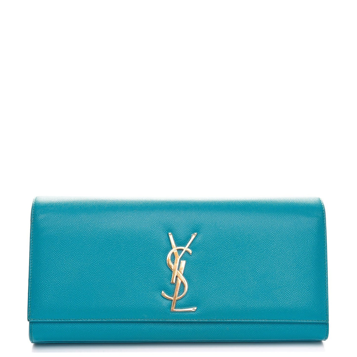 Grain De Poudre Classic Monogram Clutch Turquoise