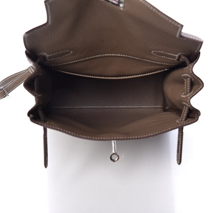 Hermes Taurillon Clemence Kelly Ado Backpack Etoupe 5 of 12