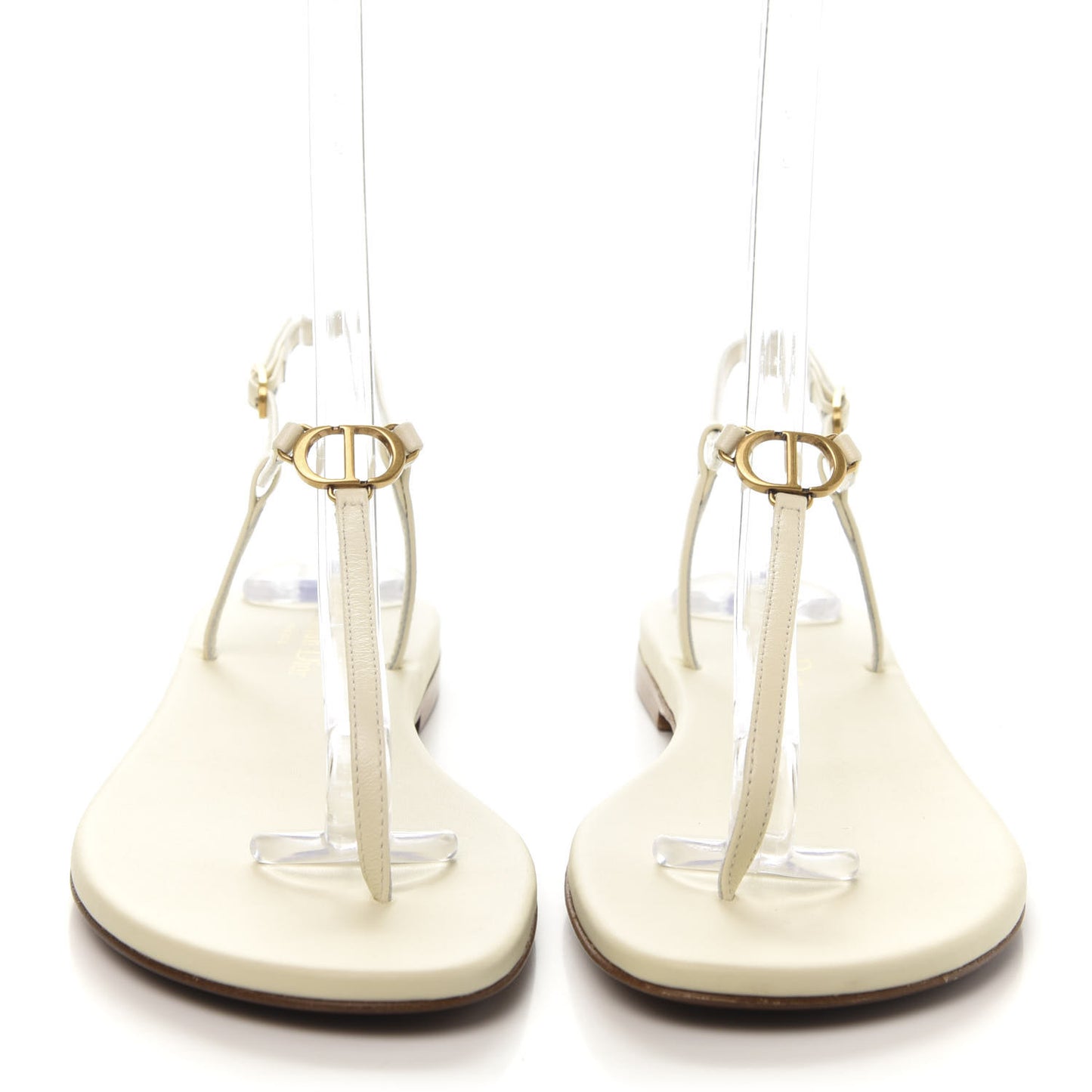Lambskin Signature T-Strap Sandals 39 Off White