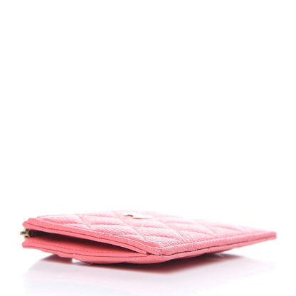 Chanel Caviar Quilted CC Zip Card Holder Pink 4 of 9