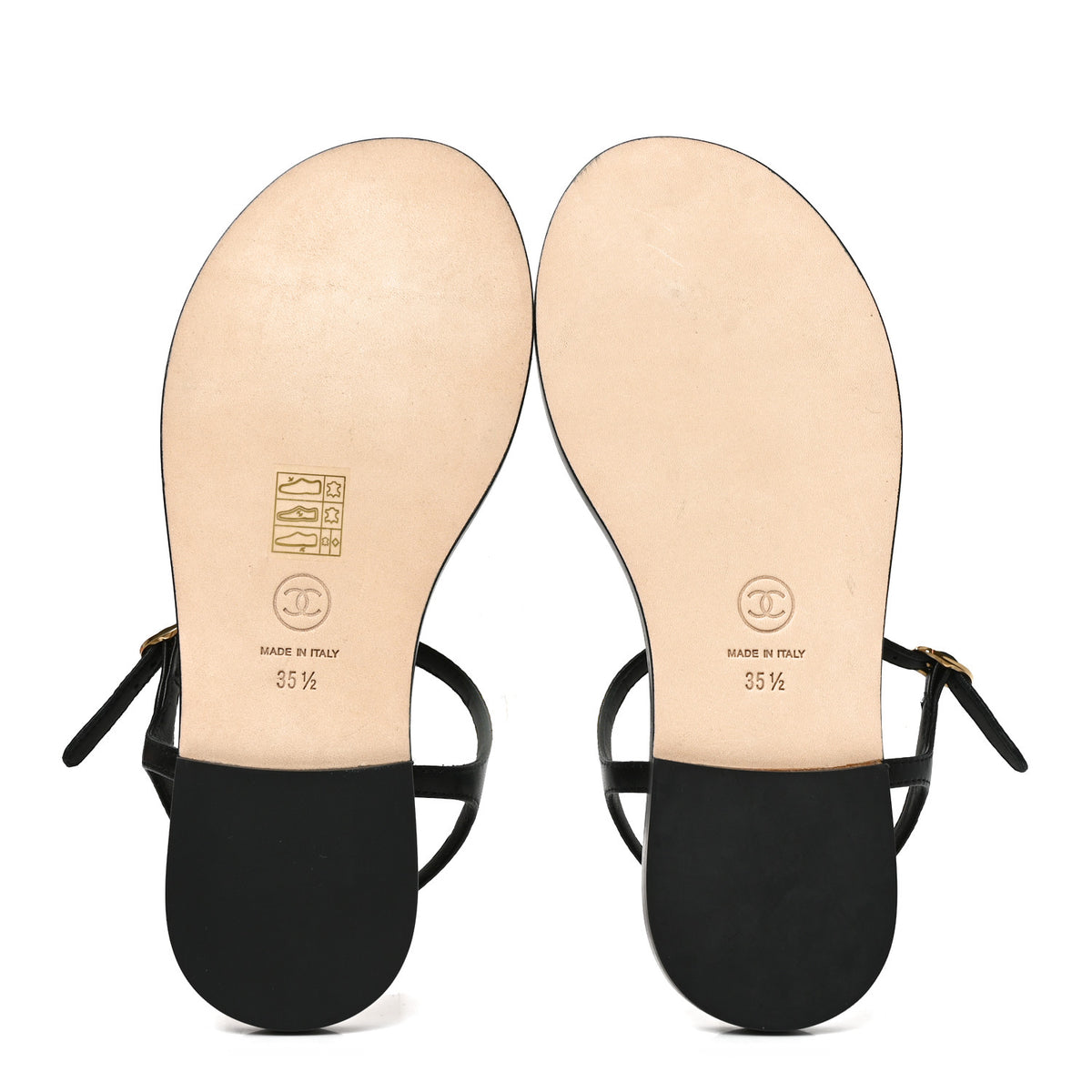Chanel Lambskin CC Thong Sandals 35.5 Black Gold 6 of 9
