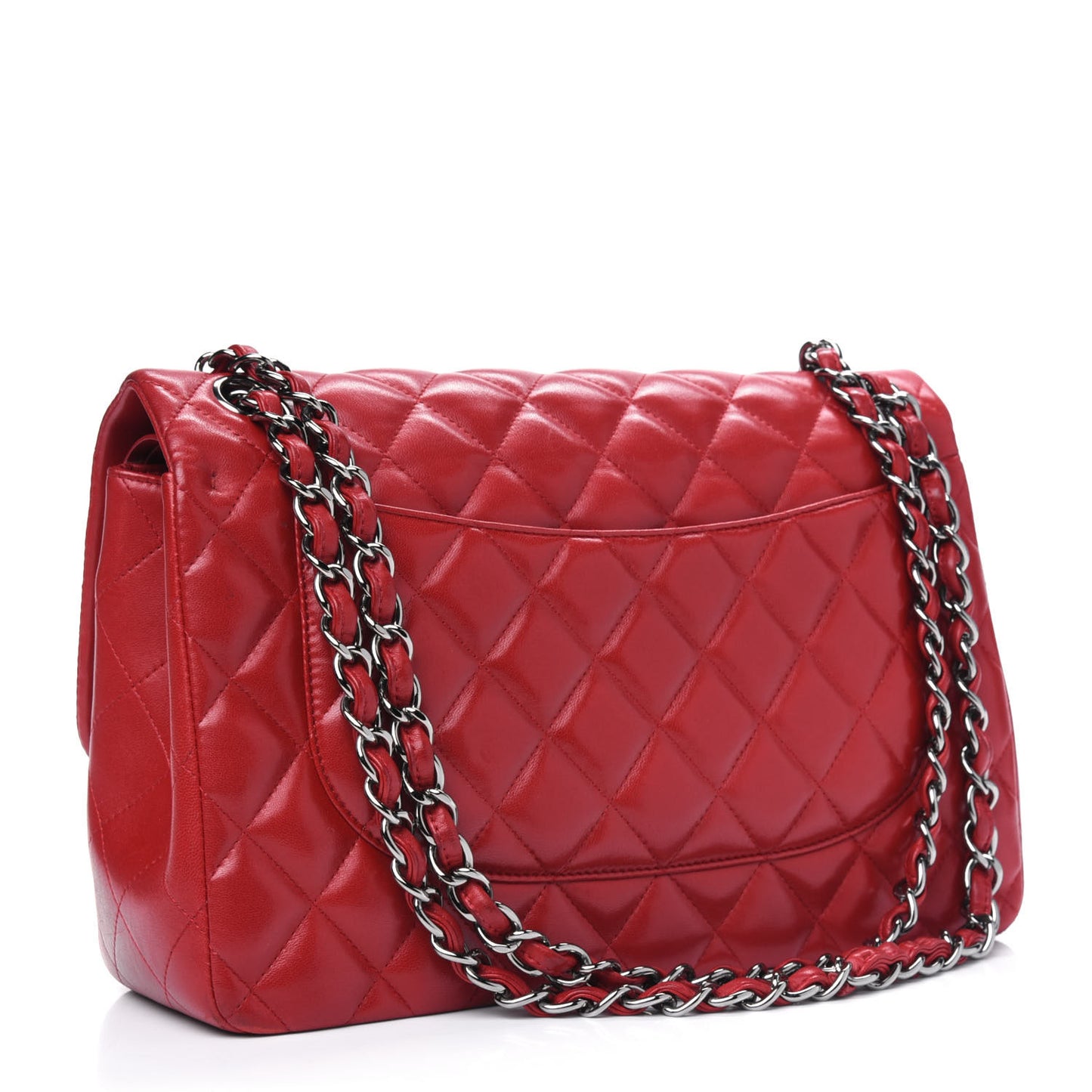 Lambskin Quilted Jumbo Double Flap Red