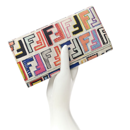 Fendi Zucca Spalmati FF Multicolor Continental Wallet White 2 of 16